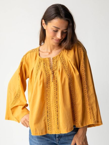 Emma Cotton Crochet Top - Honey
