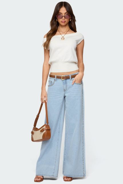 Stassie Studded Low Rise Jeans