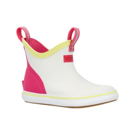 Youth Pink Ankle Deck Boot in White